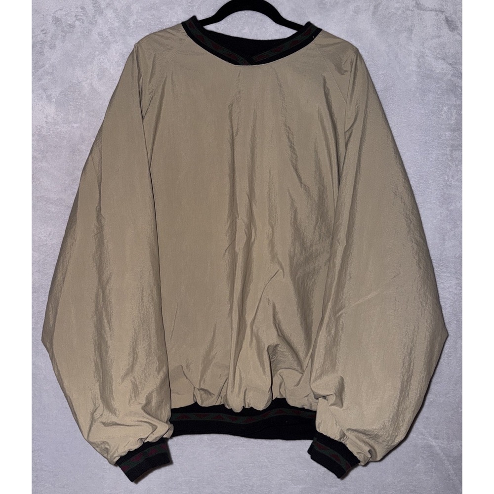 Vintage Holloway Windbreaker Pullover Tan With Aztec Print Collar/sleeves‎ 2XL